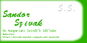 sandor szivak business card